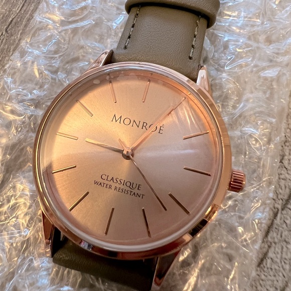 NIB - Monroe Solerose Charcoal Leather Watch - Picture 9 of 13